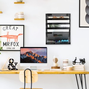 <span class=keywords><strong>Porte</strong></span>-documents <span class=keywords><strong>mural</strong></span> multifonctionnel pour bureau, <span class=keywords><strong>porte</strong></span>-fichiers en métal grillagé, organisateur de bureau suspendu - Product Image 4