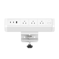 Multiprise de bureau à fixation murale 65W PD à charge rapide avec 3 prises CA US et 3 ports USB, prise de bureau dissimulée pour ordinateur portable