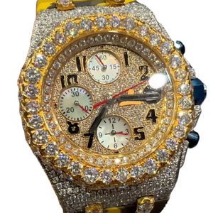 Montre mécanique automatique exceptionnelle en acier inoxydable, ornée de pierres de moissanite glacées, conçue pour la mode unisexe de luxe haut de gamme - Product Image 1