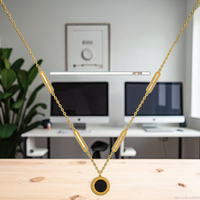 Collier chaîne de pull en acier inoxydable plaqué or 18 carats, étanche, anti-ternissement, avec pendentif chiffres romains, bijoux haut de gamme Ganku