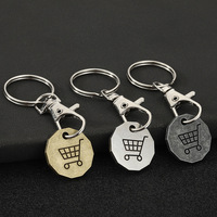 Porte-clés porte-monnaie pour chariot de courses avec logo personnalisé, en alliage de zinc, jeton octogonal, mousqueton, cadeau promotionnel