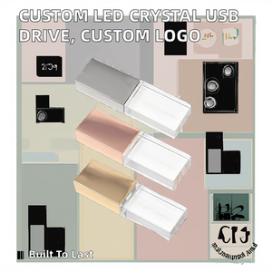 Custom Logo Crystal Clear LED <b>Light</b> Metal USB <b>Flash</b> Drive 2GB Wedding Gift - Product Image 2