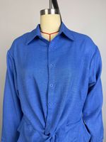 Ensemble d'été pour femme : Chemise à manches longues à revers et boutonnage simple, pantalon plissé à jambes larges, coupe ample, tenue décontractée 2 pièces