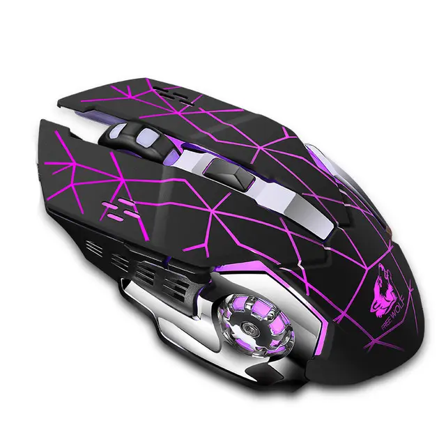 X8 Gaming Wireless Mouse 2.4GHZ Mute Light Emitting Mechanical Mouse Free Wolf 2400 DPI Rechargeable Mouse Computer Accessories