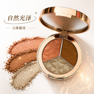 พาเลทไฮไลท์เตอร์ 01-02 เครื่องสำอางแต่งหน้าสามสีแบบธรรมชาติ - Product Image 3