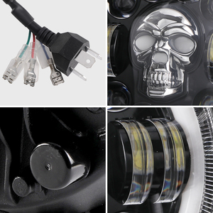 Para Jeep Wrangler Rubicon Jk Xj, piezas de luces de proyector Led, faros delanteros proyectados, luces de cabeza de calavera halógenas, lámparas Oem de 9 pulgadas y 7 pulgadas - Product Image 3