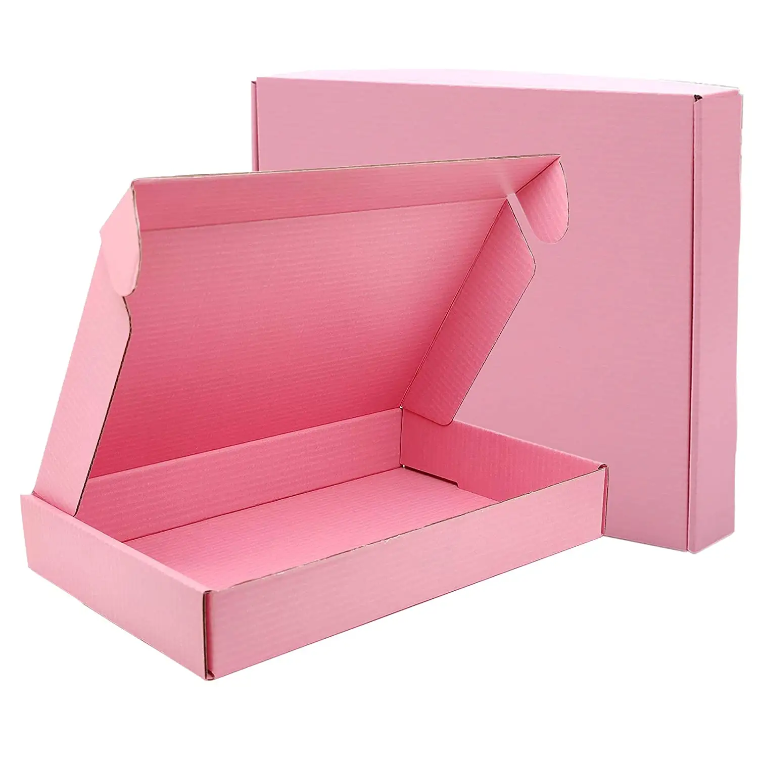 Benutzer definiertes Logo Langlebiger Express versand Verpackung Lagerung Handwerk Geschenk Wellpappe Rosa Papier box