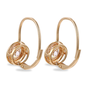 Pendientes de aro con diamantes cultivados en laboratorio de 1.4 quilates, corte redondo, engaste en bisel, para mujer de oficina, con esmalte azul, oro real de 14k y 18k. - Product Image 3