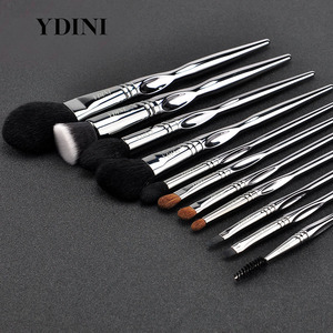 YDINI 프로페셔널 오리지널 실버 메이크업 브러쉬 플라스틱 손잡이가있는 고품질 풀 세트 무료 샘플 - Product Image 1