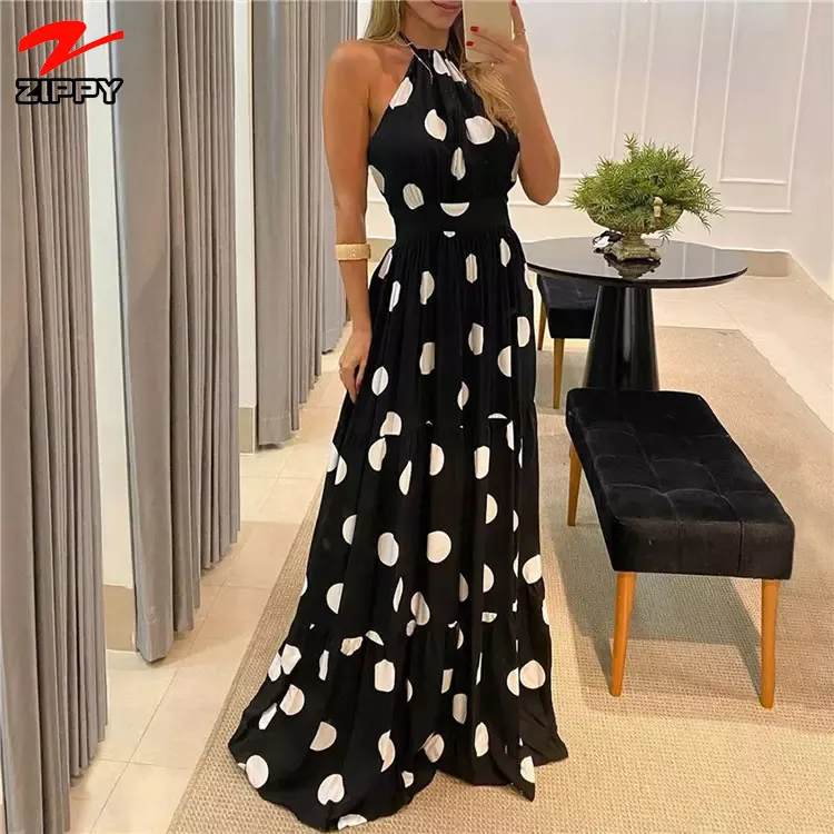 2021 High Quality Hot Sale Vestidos Women Halter Floral Beach Holiday Long Summer Loose Casual Dresses