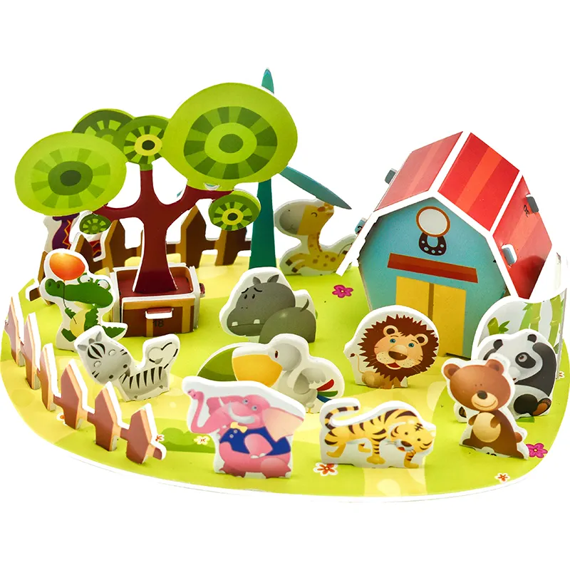 Paper 3d puzzle toy Educational Children's toy for wholesale animal paradise Shape puzzle for promotional