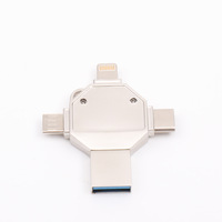 Nueva Unidad Flash USB 3.0 4 en 1 de Alta Capacidad y Velocidad para Computadoras, iPhones (Tipo-C) y Dispositivos Android - Diseño Metálico Premium