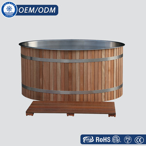 OMNI 304SS Baignoires plongeantes froides personnalisées Baril ovale en bois de cerisier de haute qualité <span class=keywords><strong>Spa</strong></span> Baignoire glacée pour <span class=keywords><strong>2</strong></span> personnes 1HP Plongeant froid - Product Image 2