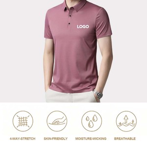 Polo de Verano para Hombre de Alta Gama, Estilo Casual de Negocios, Manga Corta, Elegante, de Seda Helada, con Botones, Sin Costuras - Product Image 3