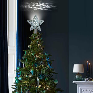 כסף צילינדר עץ חג מולד פתית שלג תאורת חג המולד עץ למעלה - Product Image 2