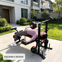 Banc de musculation multifonctionnel pliable pour la maison, support de squat, banc pour haltères, kit d'équipement de musculation à domicile
