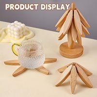 Support de dessous de verre en bois pliable de table avec support conception d'arbre tapis de tasse à café et tampons accessoires d'outils de barre