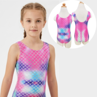 Maillot de bain une pièce personnalisé OEM pour filles, imprimé sirène dégradé, dos nu, sans manches, séchage rapide