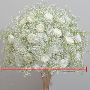 <span class=keywords><strong>Vase</strong></span> à <span class=keywords><strong>fleurs</strong></span> géométrique Présentoir décoratif sphérique pour table de mariage Simulé de gypsophile Boule de rose Fleur artificielle - Product Image 4