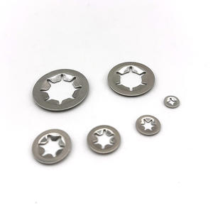 Acier inoxydable 304 Clip de roulement étoile à bord plat Serré Élastique Fleur de prunier Circlip Arbre Écrou-poussoir M1.5-M12 Rondelles zingurées - Product Image 1