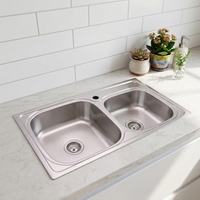 NEXGRAND NG8844T Évier double 88x44cm en acier inoxydable SUS201 finition satinée épaisseur 0,4-0,9mm pour cuisine domestique et commerciale
