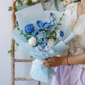 Ramo <span class=keywords><strong>Floral</strong></span> Romántico de Ganchillo al por Mayor, Hecho a Mano, Ecológico, Listo para Regalo del Día de San Valentín, Aniversario de Bodas - Product Image 4