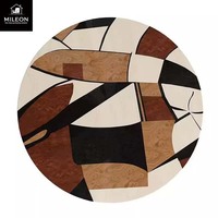 Table basse ronde de style vintage, design moderne, luxe léger, placage de bois naturel, table ronde pour salon