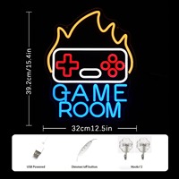Lampu Neon LED Kustom Bentuk Gamepad Api untuk Dekorasi Warnet, Cocok untuk Ruang Game Esport Profesional