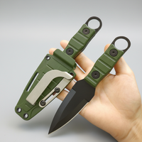 Couteau droit compact haute dureté pour l'extérieur, couteau tactique de survie portable pour le camping, couteau à lame fixe multifonctionnel de type anneau