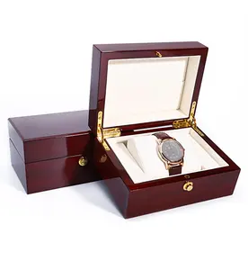 Wholesale Custom Logo Wood Watch Box Black Packaging Box For Watch Luxury Wooden Custom Watch Box Case Cajas Para Reloj