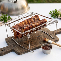 Support de cuisson pliable 3-en-1 innovant en acier inoxydable pour fumoir, barbecue et rôtissoire, idéal pour cuisses et ailes de poulet