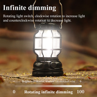 Éclairage d'ambiance portable multifonctionnel rétro USB rechargeable COB LED en ABS, étanche IP44, pour le camping et l'équitation en extérieur