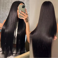 Perruques en cheveux humains bruts SDD Péruviens, lisses et raides, avec dentelle frontale HD sans colle, vente en gros, cuticules alignées