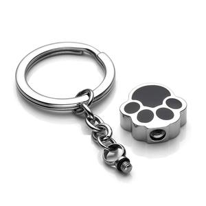 מחזיק מטבעות מיני עמיד למים מפלדת אל-חלד, מחזיק מפתחות בצורת כף רגל מצוירת, מזכרת לאפר של כלבים וחתולים, תכשיט להלוויה - Product Image 5
