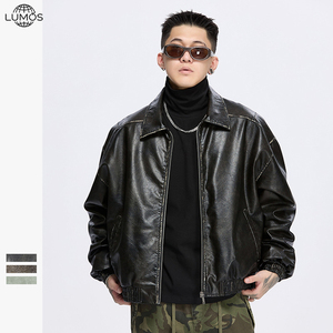 Chaquetas de Cuero Estilo Americano Vintage <span class=keywords><strong>para</strong></span> <span class=keywords><strong>Hombre</strong></span>, Moda de Invierno, Corte Holgado Informal, Tallas Grandes, Prendas de Abrigo de Alta Calidad - Product Image 3