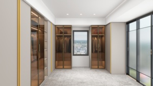 Luxury Modern Minimalist Custom Bedroom Furniture Built-in <b>with</b> <b>Dressing</b> <b>Table</b> Mirror LED Light Closet - Product Image 2