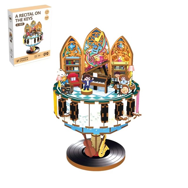 Hot Selling 3D Wooden Jigsaw Puzzle DIY Christmas Tree Electronic Musical Educational Toy Decoration Gift