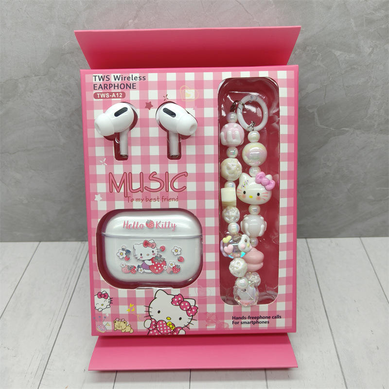 Cadeau de chaîne de perles d'écouteur Bluetooth Kitty