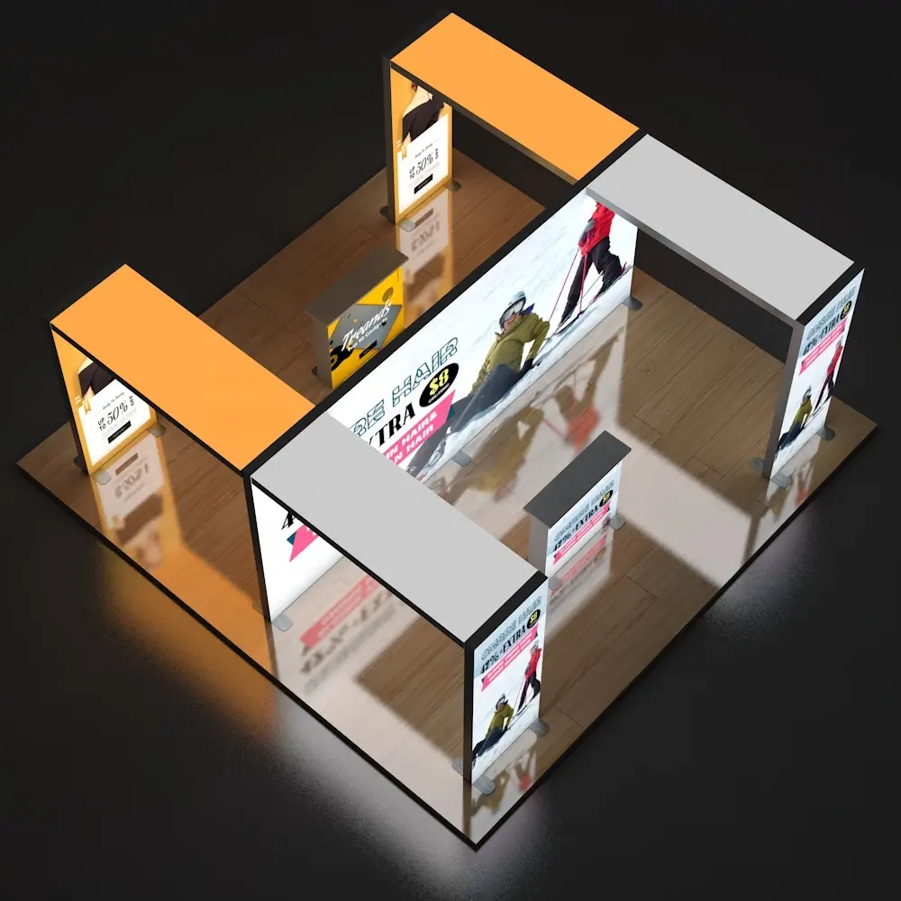 Kotak lampu Led, alat iklan gratis portabel profil aluminium tampilan pameran dagang lampu latar