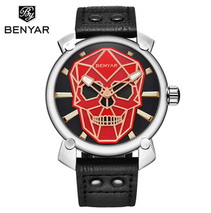<span class=keywords><strong>Montre</strong></span>-<span class=keywords><strong>bracelet</strong></span> à quartz pour <span class=keywords><strong>homme</strong></span> Benyar 5132 Skull, montres pour hommes 2018, marque de luxe, <span class=keywords><strong>montre</strong></span> de sport en cuir, étanche - Product Image 1