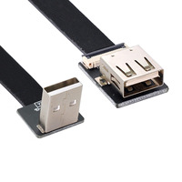 Câble plat FFC USB C FPV court noir, fin et mince, type ruban FPC, USB Type-C 90 degrés vers USB standard A pour la synchronisation et la charge (10 cm)