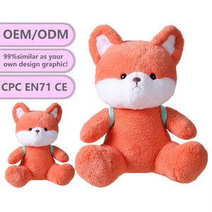 Peluche Personalizzato all'Ingrosso in Cotone PP a Forma di <span class=keywords><strong>Volpe</strong></span> con Zaino, Giocattolo Super Morbido OEM - Product Image 1