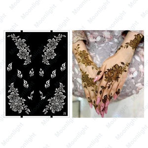 Tatuajes Temporales de Henna con Diseño de Flores, Material de PVC, Diseño Versátil de Tatuajes de Henna - Product Image 5