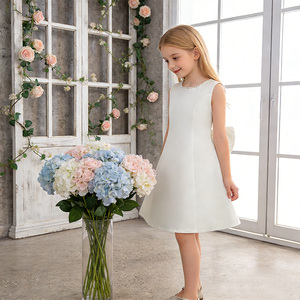 MQATZ <span class=keywords><strong>bianco</strong></span> elegante <span class=keywords><strong>abito</strong></span> di lusso in raso di pizzo per bambine O-scollatura Design per feste matrimoni concorso all'ingrosso ALP613 - Product Image 5