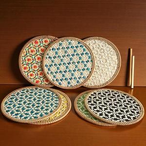 Bamboo Woven Coaster Placemat Boho Table Mat Natural Rattan Style Heat Insulation Pad Kitchen Dining OEM Supplier - Product Image 5