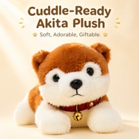 Peluche Akita Inu Mignonne, Jouet en Peluche Chien Moelleux en Position Assise, Marron et Blanc, Doux, pour Garçons et Filles, Compagnon de Chambre