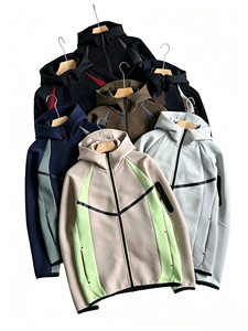 Nouvelle veste zippée à capuche en coton tricoté à couche d'air pour homme, style printemps-automne, idéale pour le sport décontracté et les tenues de loisirs - Product Image 1