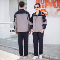Ensemble uniforme de travail pour hommes en coton respirant, style color-block, avec logo brodé, pour l'électronique et l'électricité