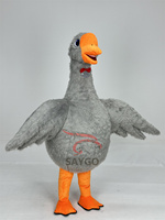 Costume de mascotte de cygne gonflable pour adulte, combinaison en fourrure de canard gris pour le divertissement, tenue de scène, cosplay d'animal en corps entier