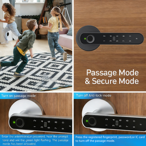 Serrure <span class=keywords><strong>de</strong></span> porte intelligente en alliage d'aluminium avec empreinte digitale, sécurité domestique, compatible avec la plateforme Tuya, contrôle par application, empreinte digitale, mot <span class=keywords><strong>de</strong></span> passe, carte-clé pour - Product Image 4